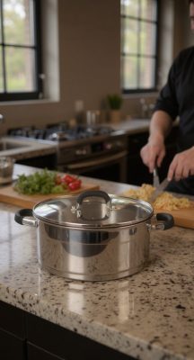 Quttin Heleom indukciós lábas üvegfedővel 6,7 l – 28 cm átmérővel, rozsdamentes