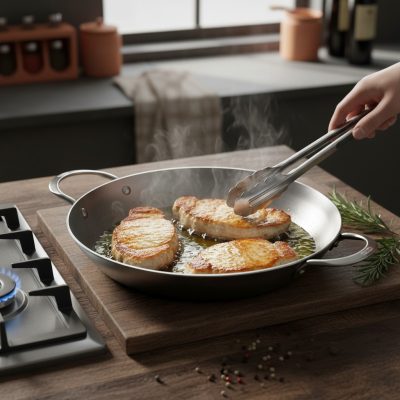 de Buyer Mineral B szénacél paella vasserpenyő – 28 cm, kétfülű