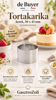 Mousse-Tortakarika, kerek, 50x45 mm, rozsdamentes - de Buyer