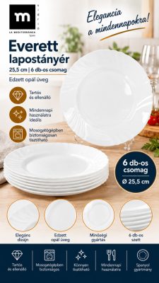 Everett lapostányér 25,5 cm, 6 db-os csomag – edzett opál üveg