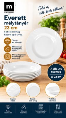 Everett mélytányér 23 cm, 6 db-os csomag – edzett opál üveg