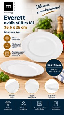 Everett ovális sültes tál 35,5 × 25 cm – edzett opál üveg