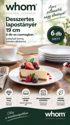 Whom desszertes lapostányér 19 cm – opál edzett üveg, 6 db