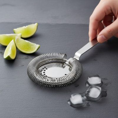 Profi Hawthorne Koktélszűrő Shakerhez - Rozsdamentes Bárszűrő Spirállal, 215 mm
