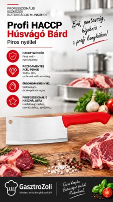 Superior húsvágó bárd – 20 cm-es penge, 652 g, piros nyél