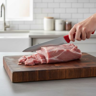 Profi HACCP Aprítókés Piros Nyéllel - Rozsdamentes Húsvágó Séfkés, 18 cm