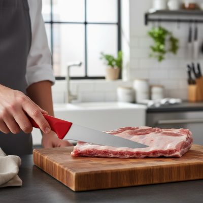 Profi HACCP Csontozókés Piros Nyéllel - Rozsdamentes Húsipari Kés, 14,5 cm