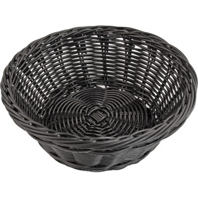 Gredil Univerzális Fonott Hatású Kerek Kenyérkosár, 210x80 mm – Mosogatógépben Mosható Polipropilén, Fekete