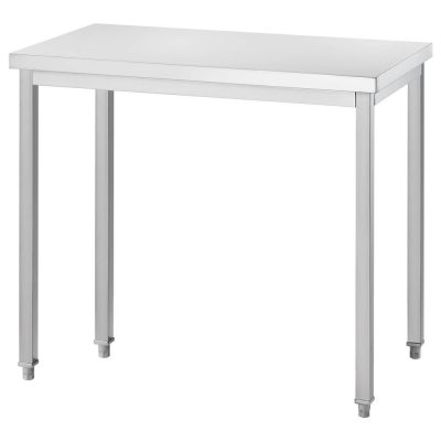 Gredil Csavarozott Rozsdamentes Központi Munkaasztal Polc Nélkül, 1000x600x850 mm – Lapra Szerelt Ipari Inox Szigetasztal