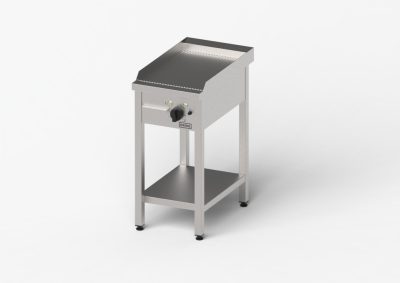 Gredil Bordázott Elektromos Rostlap, 400x700x850 mm (4 kW, 400V) – Szabadon Álló Rozsdamentes Ipari Grill-lap Zsírgyűjtő Fiókkal