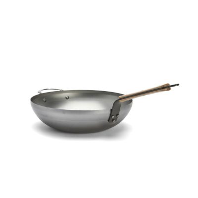 Mineral B Bois szénacél wok füllel, bükkfa fogóval, 32 cm, de Buyer