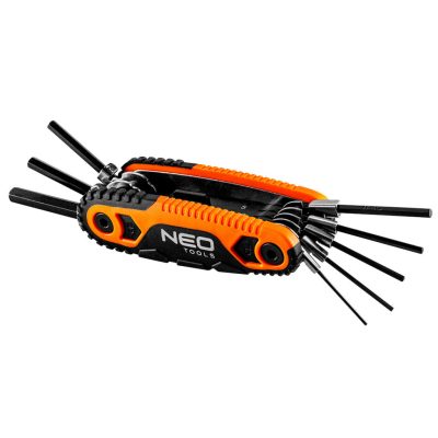 NEO TOOLS IMBUSZKULCS KÉSZLET, összecsukható 1.5, 2, 2.5, 3, 4, 5, 6, 8mm, 8 részes 25 év garanciával 09-571