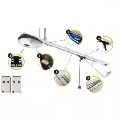 Roger KIT C40 MOX garázskapu nyitó motor szett 5000 mm sínnel