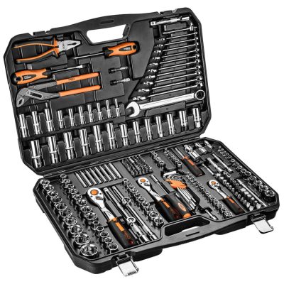 NEO TOOLS Dugókulcskészlet + szerszámkészlet 1/4", 3/8", 1/2", 233db 25 év garanciával 10-078