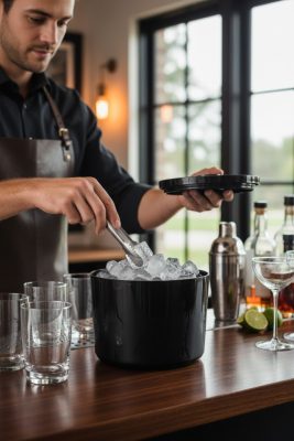 Jégtartó vödör, duplafalú, 10 l, fekete, műanyag