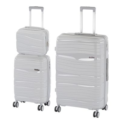 TraveLux Voyager IX gurulós bőrönd szett szürke