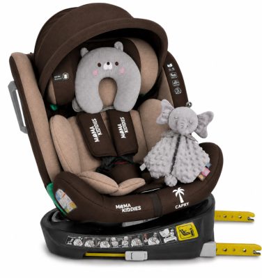 ISOFIX-es 360°-ban forgatható Mama Kiddies® iSize Capry biztonsági autósülés (40 -150 cm) bézs/barna színben + Ajándék