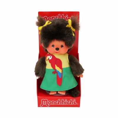 Moncsicsi papagájos ruhás plüssfigura lány 20 cm
