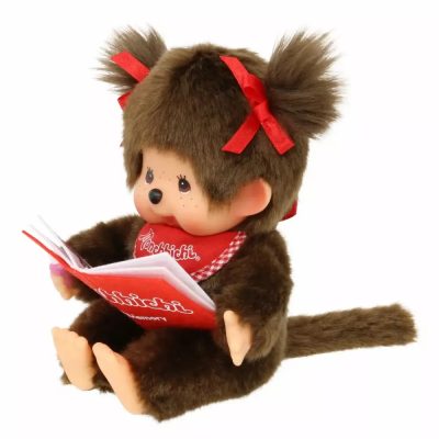 Moncsicsi plüssfigura lány piros barna fotóalbummal 20 cm