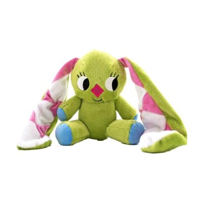 Kockásfülű nyúl plüssfigura 17 cm - ülő
