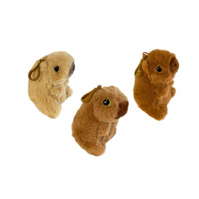Capybara plüss kulcstartó 12cm táskapánttal-vilagos barna