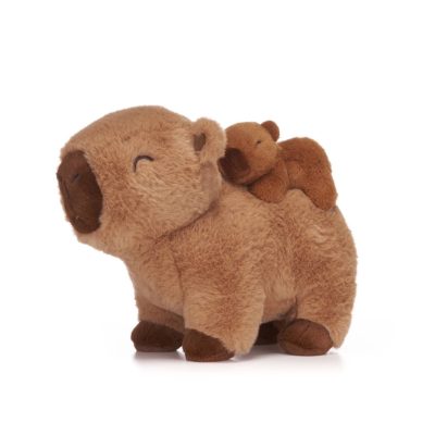 Capybara plüssfigura álló kisbabával 25 cm - Világos barna