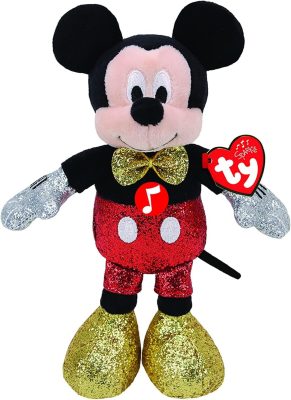 Mickey egér csillogó plüssfigura hanggal 30 cm