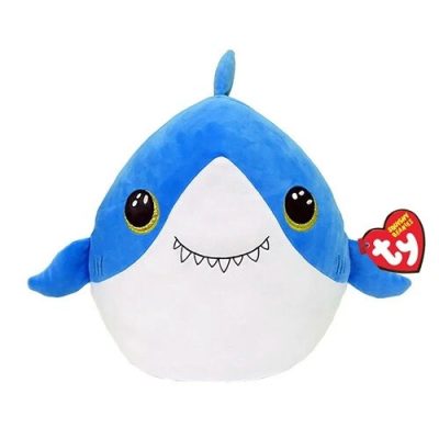 Ty Squishy Beanies párna alakú plüss figura FINSLEY, 22 cm - cápa