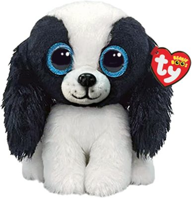BOOS plüss figura SISSY, 15 cm - fekete/fehér kutya 