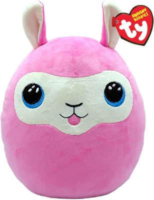 Ty Squishy Beanies párna alakú plüss figura LANA, 22 cm - rózsaszín láma
