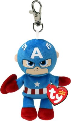 Beanie Babies plüss figura Marvel CAPTAIN AMERICA, Clip 8,5 cm 