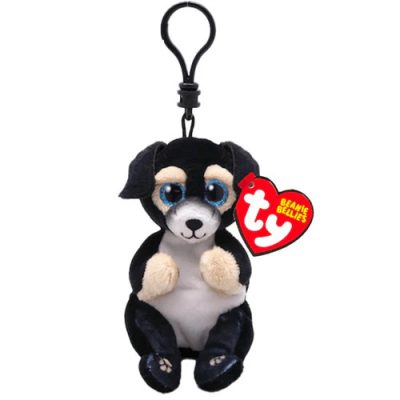 Ty Beanie Bellies plüss figura RANGER, Clip 8,5 cm - fekete kutya 