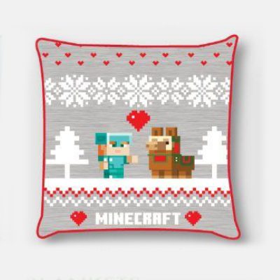 Minecraft Holiday Karácsonyi párnahuzat 40x40 cm Velúr