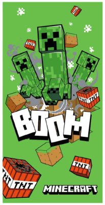 Minecraft Boom Green fürdőlepedő, strand törölköző 70x140cm