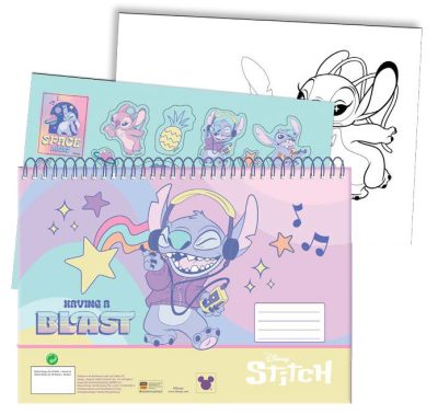 Disney Lilo és Stitch, A csillagkutya Blast A/4 spirál vázlatfüzet 40 lapos matricával