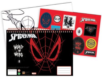 Pókember World of Webs A/4 spirál vázlatfüzet 40 lapos matricával