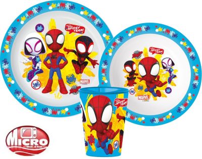 Pókember Spidey Team étkészlet, micro műanyag szett, pohárral 260 ml 