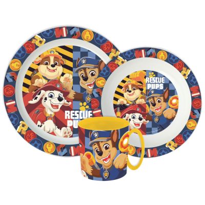 Mancs Őrjárat Rescue Pups étkészlet, micro műanyag szett bögrével 390 ml 