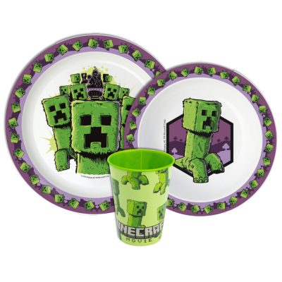 Minecraft The Movie étkészlet, micro műanyag szett, pohárral 260 ml 