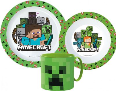 Minecraft Pixelcraft étkészlet, micro műanyag szett bögrével 265 ml 