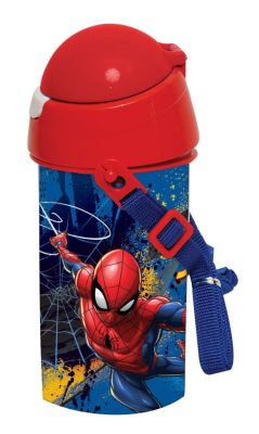 Pókember Dark műanyag szívószálas kulacs akasztóval 500 ml