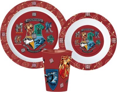 Harry Potter School Shields étkészlet, micro műanyag szett, pohárral 260 ml
