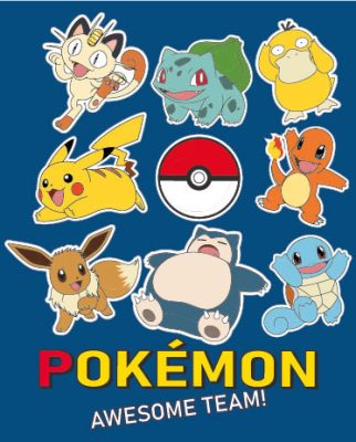 Pokémon Awesome Team coral fleece polár takaró 130x160cm