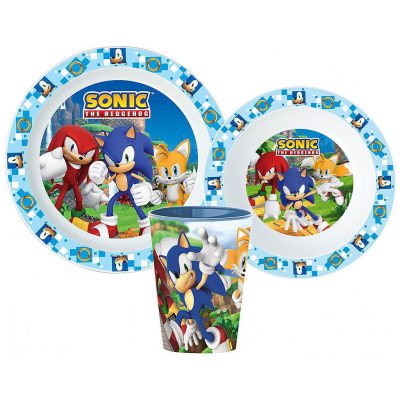 Sonic a sündisznó Adventure étkészlet, micro műanyag szett, pohárral 260 ml