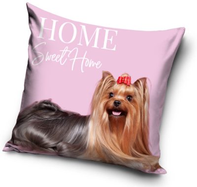 Kutyás Yorkie Pink párnahuzat 40x40 cm