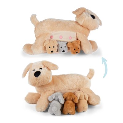 Mama kutya és kölykei plüss szett világosbarna Mamanimals