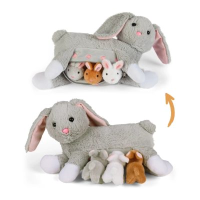 Mama nyuszi és kölykei plüss szett szürke Mamanimals