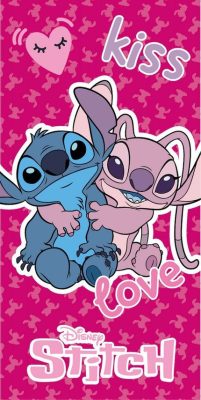 Disney Lilo és Stitch, A csillagkutya Kiss, Love fürdőlepedő, strand törölköző 70x140 cm (Fast Dry)