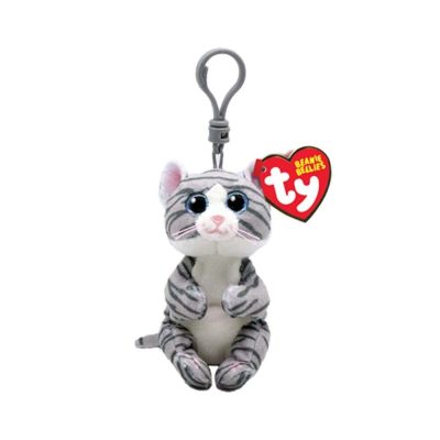 Ty Beanie Bellies plüss figura MITZI, Clip 8, 5 cm - szürke cirmos macska