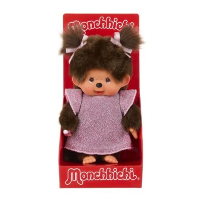 Moncsicsi csillogó ruhás plüss figura rózsaszín 20 cm